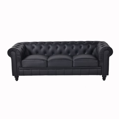jvmoebel ®  Textil Sofa Couch - Schwarz Polster Dreisitzer Couch Garnitur Dreier