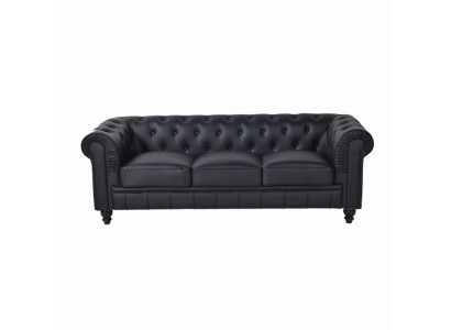 jvmoebel ®  Textil Sofa Couch - Schwarz Polster Dreisitzer Couch Garnitur Dreier