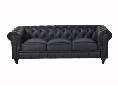 jvmoebel ®  Textil Sofa Couch - Schwarz Polster Dreisitzer Couch Garnitur Dreier