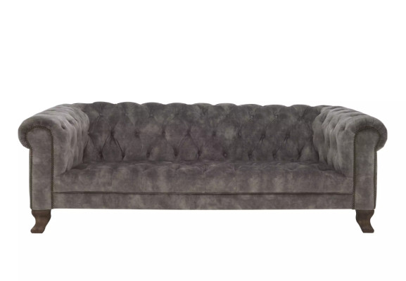Klassische Leder Couch - Graue Chesterfield Stoff Sofa 3 Sitzer  Neu jvmoebel ®