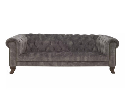 Klassische Leder Couch - Graue Chesterfield Stoff Sofa 3 Sitzer  Neu jvmoebel ®