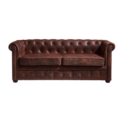 Chesterfield Mens Club Sofa Couch Leder Polster Zweisitzer Braun NEW jvmoebel ®