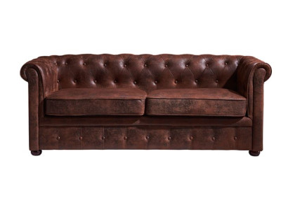 Chesterfield Mens Club Sofa Couch Leder Polster Zweisitzer Braun NEW jvmoebel ®