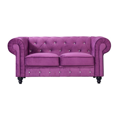 Klassische Leder Couch - Lila Chesterfield Stoff Sofa 2 Sitzer  Neu jvmoebel ®