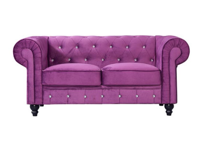Klassische Leder Couch - Lila Chesterfield Stoff Sofa 2 Sitzer  Neu jvmoebel ®