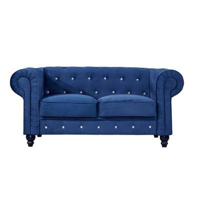 Klassische Leder Couch - Blaue Chesterfield Stoff Sofa 2 Sitzer Textil jvmoebel®