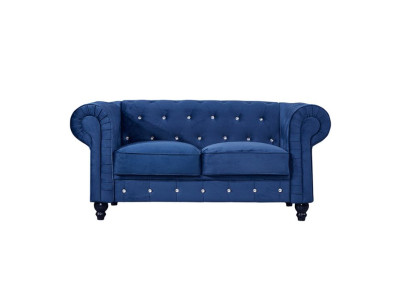Klassische Leder Couch - Blaue Chesterfield Stoff Sofa 2 Sitzer Textil jvmoebel®