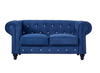 Klassische Leder Couch - Blaue Chesterfield Stoff Sofa 2 Sitzer Textil jvmoebel®