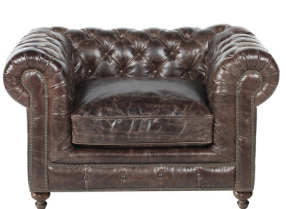 jvmoebel ® - Leder Sofa Couch - Braun Sessel Polster Einsitzer Couch Garnitur