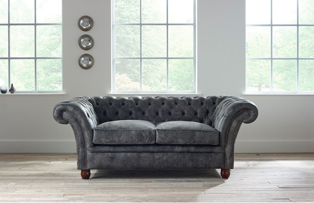 Chesterfield Sofa Couch Polster Stoff Leder Couchen  Polster Garnitur 2 Sitzer