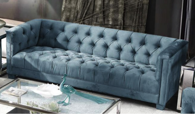 Turkis Samt Velvet Sofa # Chesterfield Luxus Möbel # Englische Couch jvmoebel ®