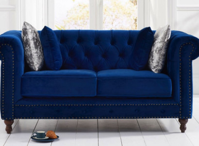 Chesterfield Sofa Couch Polster Stoff Leder Couchen  Polster Garnitur 2 Sitzer