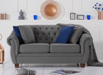 Klassische Leder Couch - Textil Chesterfield Stoff Sofa 2 Sitzer  Neu jvmoebel ®