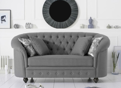 Klassische Textil Couch - Graue Chesterfield Stoff Sofa 2 Sitzer  Neu jvmoebel ®