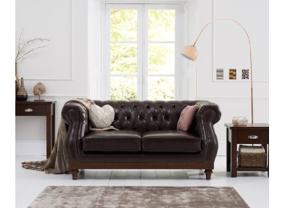 Leder Chesterfield Mens Club Sofa Couch Polster Zweisitzer Braun NEW jvmoebel ®