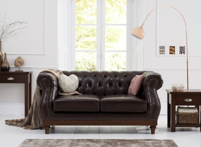 Leder Chesterfield Mens Club Sofa Couch Polster Zweisitzer Braun NEW jvmoebel ®