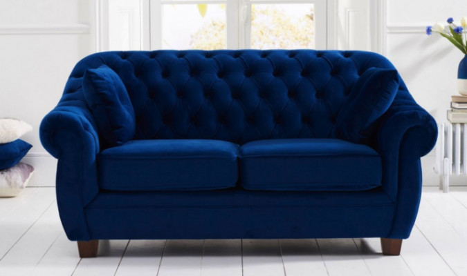 jvmoebel ® - Textil Sofa Couch - Blaue Polster Zweisitzer Couch Garnitur Dreier