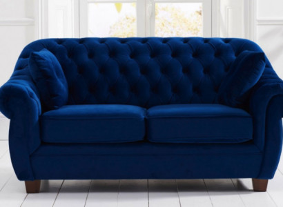jvmoebel ® - Textil Sofa Couch - Blaue Polster Zweisitzer Couch Garnitur Dreier