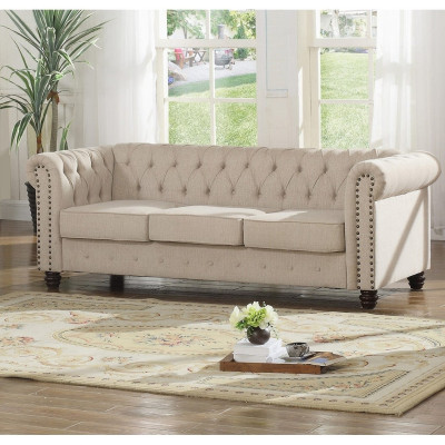 Chesterfield Sofa Couch Polster Stoff Leder Couchen  Polster Garnitur 3 Sitzers