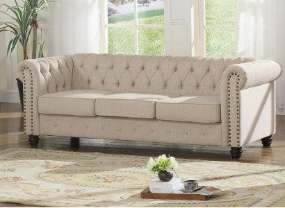 Chesterfield Sofa Couch Polster Stoff Leder Couchen  Polster Garnitur 3 Sitzers
