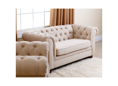 Landhaus Zweisitzer  - Chesterfield Sofa Sitz Gemütliche Couch Stoff jvmoebel ®
