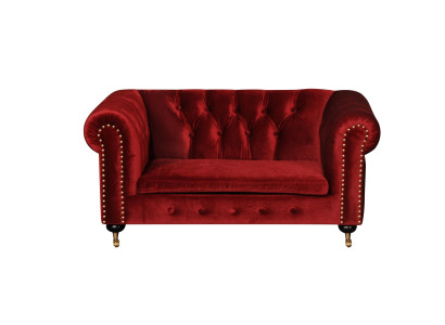 Rote Barock Sofa Couch - Chesterfield Stoff 2 Sitzer Leder Textil jvmoebel ® NEW