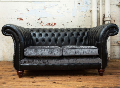 Chesterfield 2 Sitzer Klassische Luxus Barock Rokoko Couch Sofa Leder Couch Neu