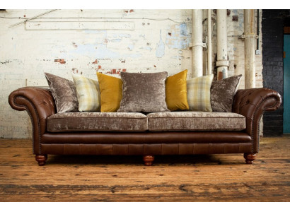 Klassische Luxus Barock Rokoko Sofa Couch Chesterfield Sofa Textil Leder Couch