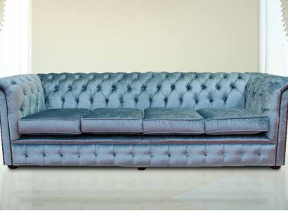 Chesterfield 4 Sitzers Klassische Luxus Barock Rokoko Sofa Couch Textil Leder