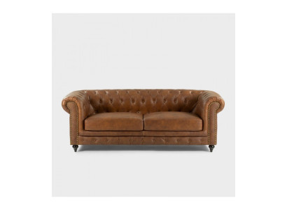 jvmoebel ® - Leder Sofa Couch - Braun Sessel Polster Dreisitzer Couch Garnitur