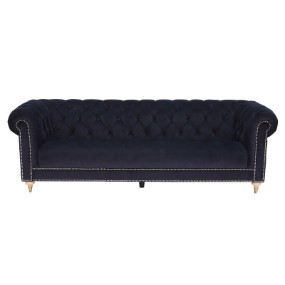 Chesterfield 4 Sitzers Klassische Luxus Barock Rokoko Sofa Textil Leder Couch