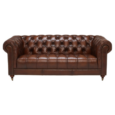 Klassische Leder Couch - Braune Chesterfield Stoff Sofa 3 Sitzer  Neu jvmoebel ®