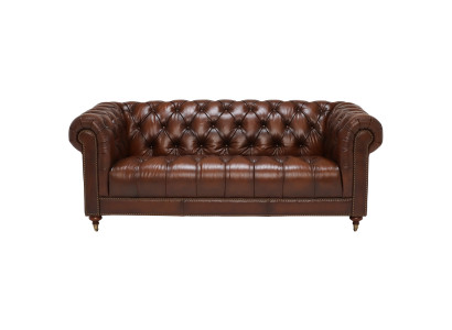 Klassische Leder Couch - Braune Chesterfield Stoff Sofa 3 Sitzer  Neu jvmoebel ®