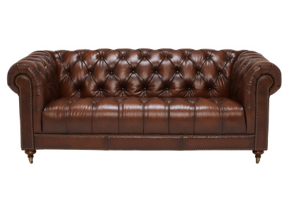 Klassische Leder Couch - Braune Chesterfield Stoff Sofa 3 Sitzer  Neu jvmoebel ®