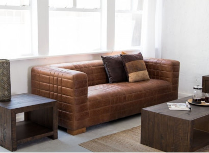 Chesterfield 3 Sitzers Luxus Raster Sofa Textil Leder Couch Designer Sofas Neu