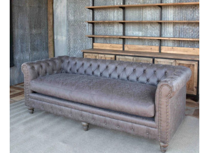 Chesterfield 3 Sitzers Klassische Luxus Barock Rokoko Sofa Textil Leder Couch