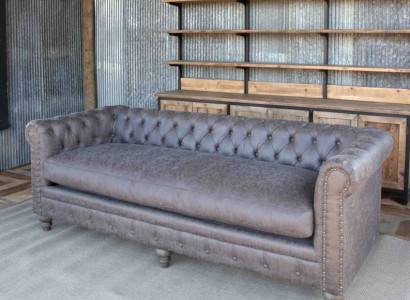 Chesterfield 3 Sitzers Klassische Luxus Barock Rokoko Sofa Textil Leder Couch