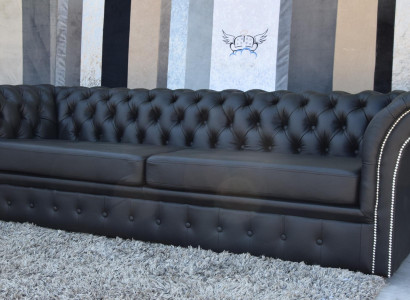 Chesterfield Sofa Couch Polster Stoff Leder Couchen Polster Garnitur 3 Sitzer