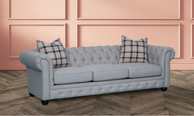 Chesterfield 3 Sitzer Sofa Stoffsofa Couch Polster Sitz Garnitur 3er Sofas Neu