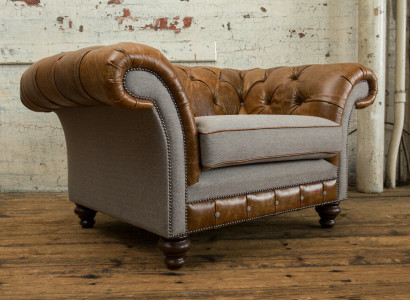 Chesterfield Design Stoff Couch Sessel 1.5 Sitzer Polster Sofas Lounge Neu Club