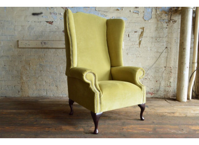 Ohrensessel Chesterfield Sofa Couch Polster 1 Sitzer Sessel Sofas Textil Gelber