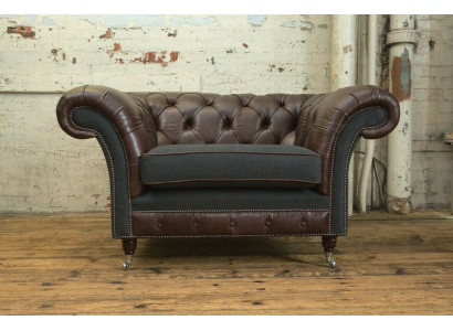 Chesterfield Sofa Couch Polster Garnitur 1,5 Sitzer Sofas Klassisch Einsitzer