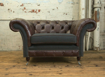 Chesterfield Sofa Couch Polster Garnitur 1,5 Sitzer Sofas Klassisch Einsitzer