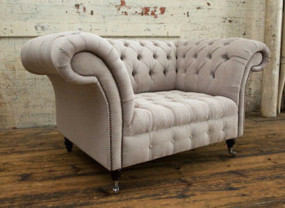 Sofa Chesterfield Sofas Couch Polster Garnitur Stoff Leder 1,5 Sitzer Einsitzer