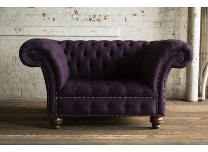 Sessel Chesterfield Design Stoff Couch 1.5 Sitzer Polster Sofas Lounge Samt Lila