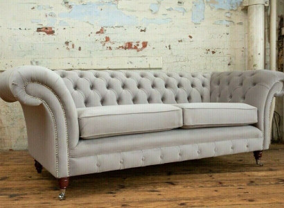 Chesterfield Couch Sofa Polster 3 Sitzer Couchen Sitz Garnitur Sofas Weiß Neu