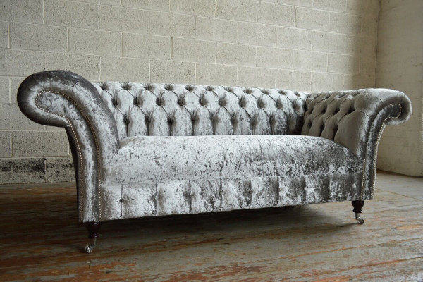 Chesterfield 2 Sitzer Couch Polster Sofa Designer Couchen Sitz Samt Textil Neu