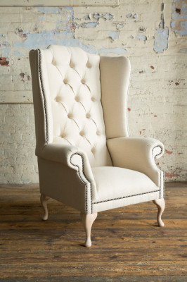 Chesterfield Ohrensessel Einsitzer Sofa Couch Polster Samt Leder Stoff Relax Neu