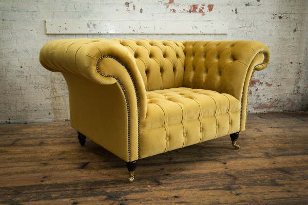 Sessel Chesterfield Sitz Textil Stoff Kunstleder Leder Couch Polster Einsitzer