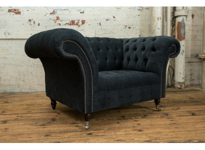 Schwarz Sofa Couch Polster Chesterfield Sitzmöbel Textil Stoff Leder Couchen Neu